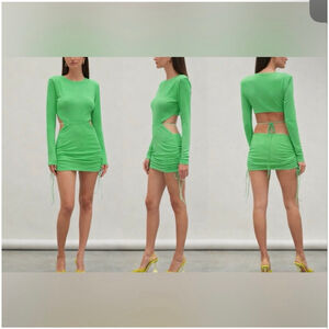 Women's ATOIR Green Cut-Out Ruched Mini Dress XS